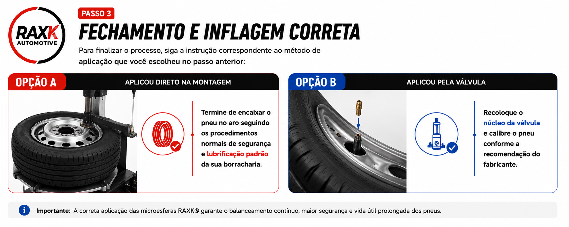 Fechamento da válvula e inflagem do pneu pesado